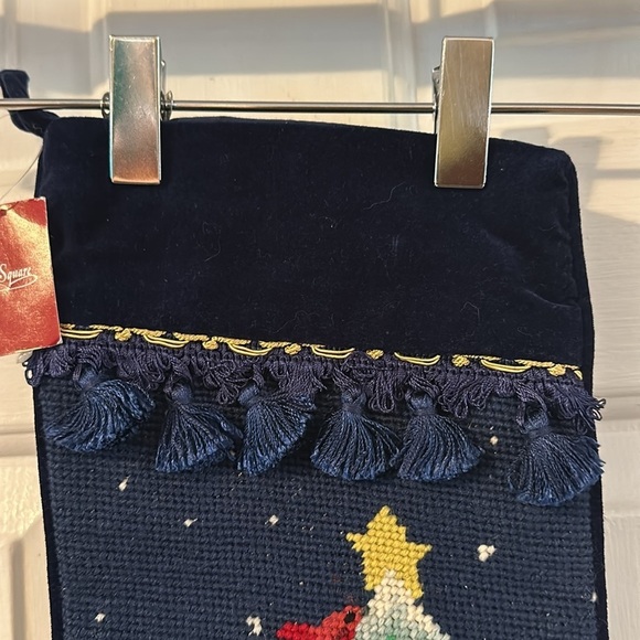 NWT St. Nicholas Square Handmade Wool Needlepoint Snowman Christmas Stocking - Picture 4 of 7